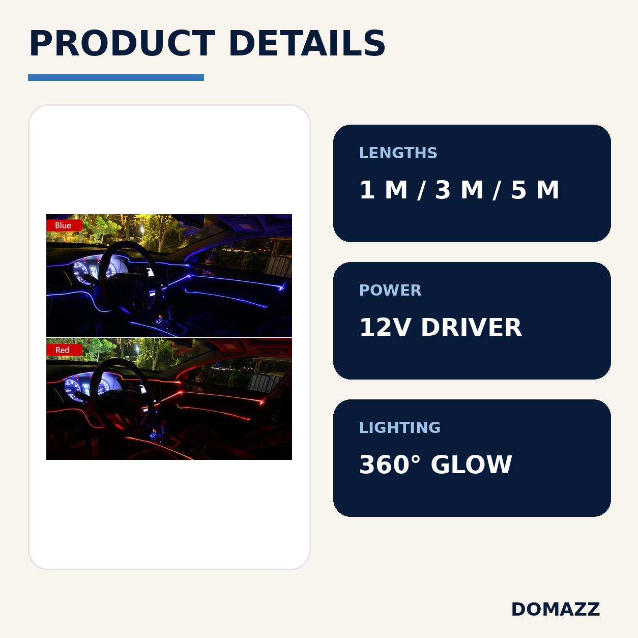 DOMAZZ Ambient LED Strip Light product details and specifications