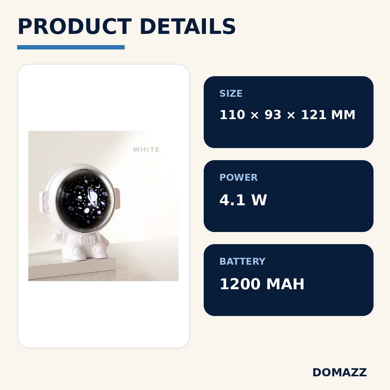 DOMAZZ Astronaut Galaxy Projector product details and specifications