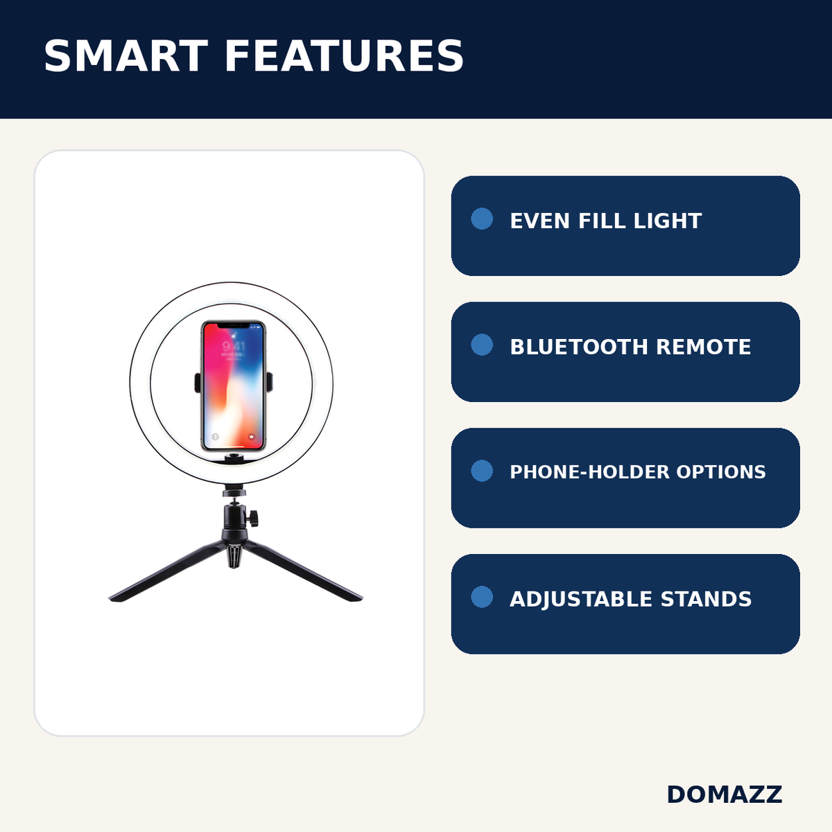 DOMAZZ LED Ring Light key features