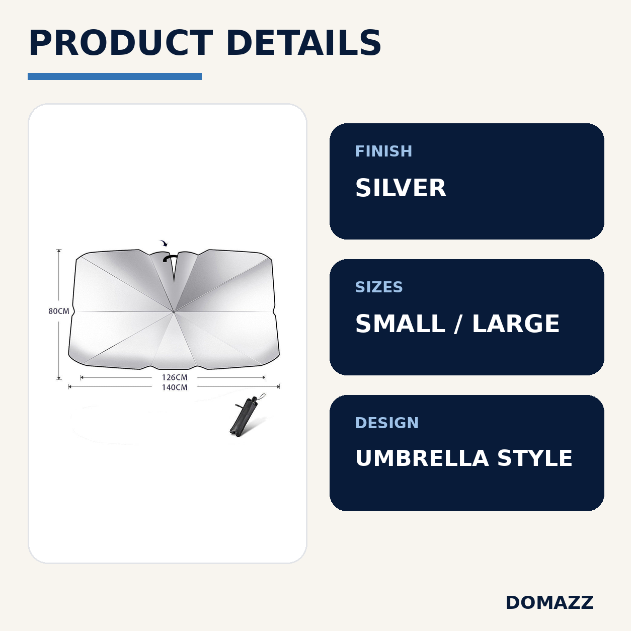DOMAZZ Windscreen Sun Shade product details and specifications